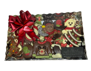 Grote doos met platte kerst chocolade