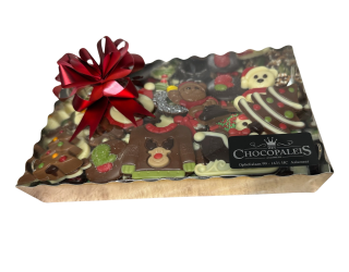 Grote doos met platte kerst chocolade
