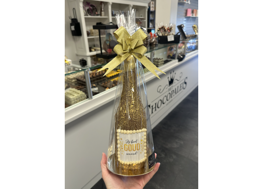 Champange fles 'Jij bent goud waard'