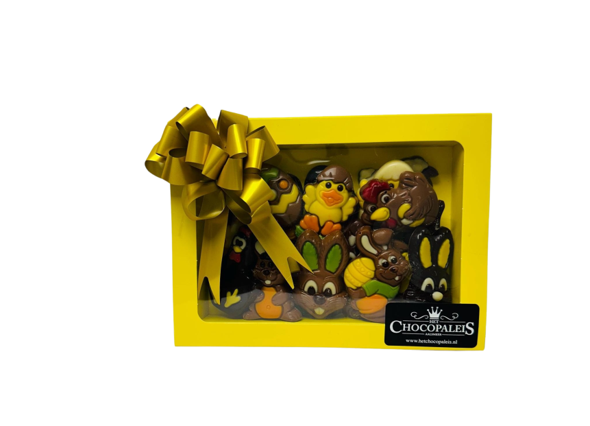 Doosje met platte paas chocolade