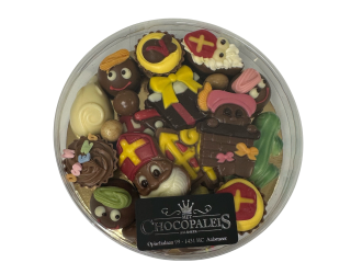Ronde doos met gevulde en ongevulde sinterklaas chocolade